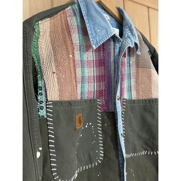 Free People x Tricia Fix | NWT Vintage Repurposed Carhartt Patchwork Coat | M/L - Picture 4 of 16